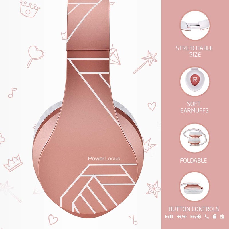 PowerLocus Kids Headphones Over-Ear, Bluetooth Wireless Headphones for Kids,with Microphone, Safe 85DB Volume Limited, Foldable with Carry Case, Audio Cable, Micro SD mode for Online Classes,PC,Phones - Image 2